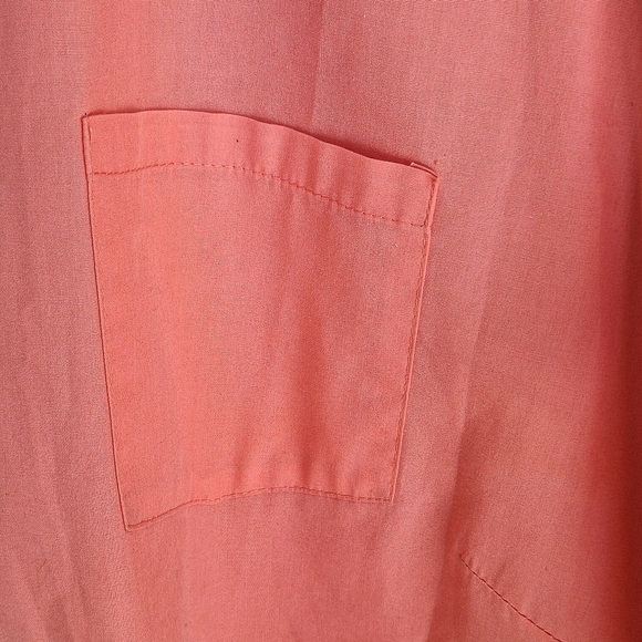 Basic Editions Plus Sz22W Melon Pink Short Sleeves Collar Button Down Cotton - Picture 9 of 10